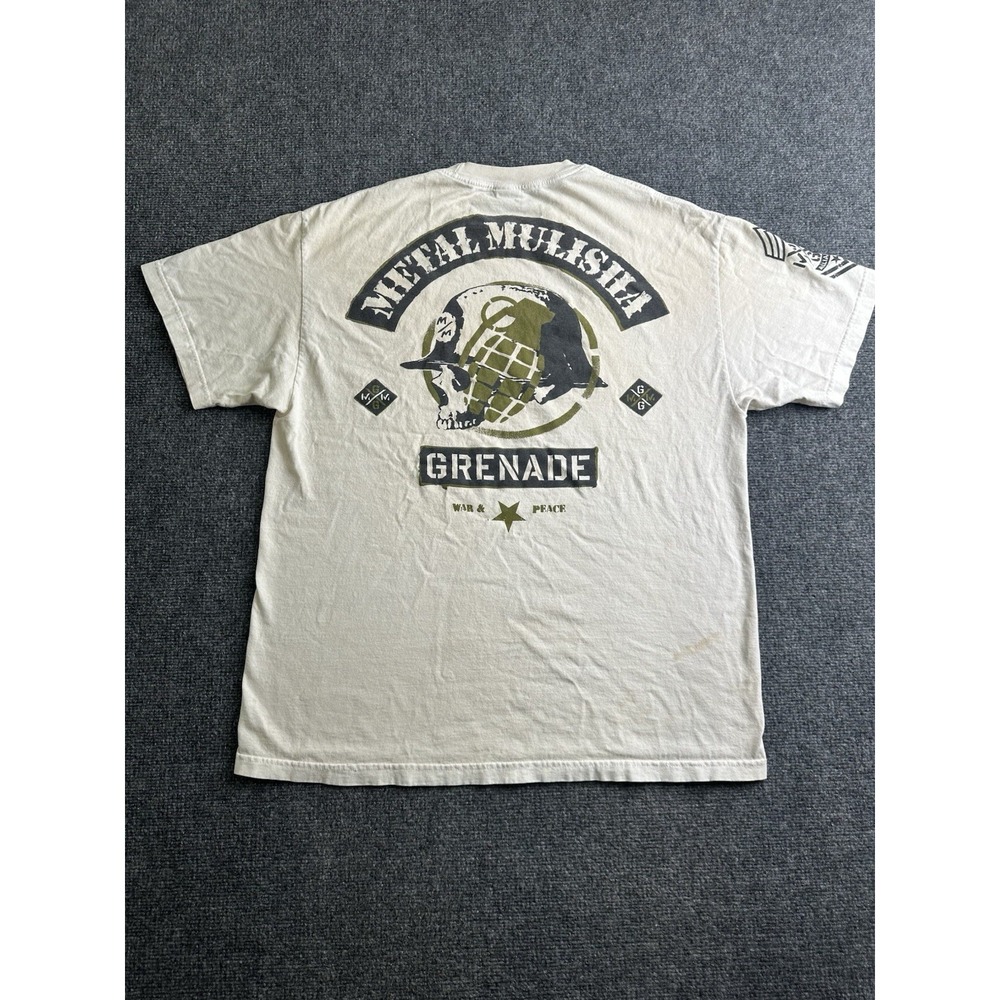 Mens Metal Mulisha Grenade Graphic T Shirt Cream Beige, Size XL
